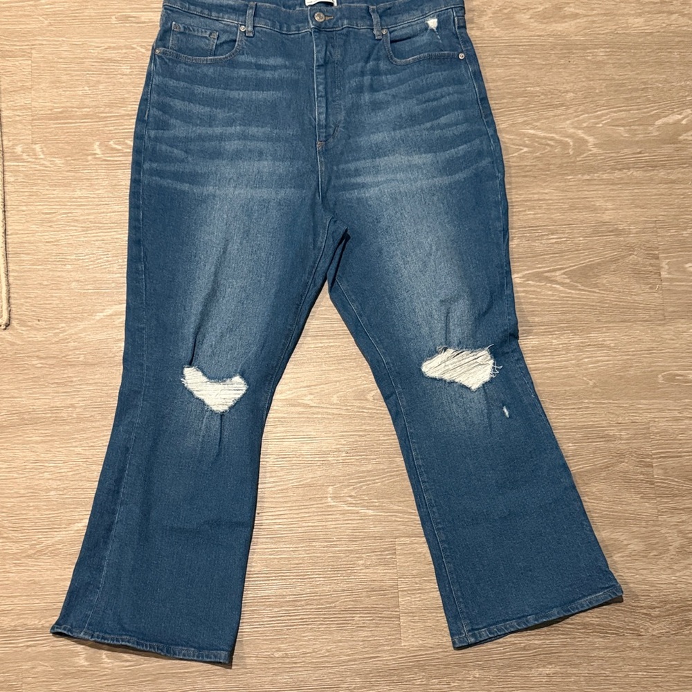 LOFT Blue Distressed Flare Jeans